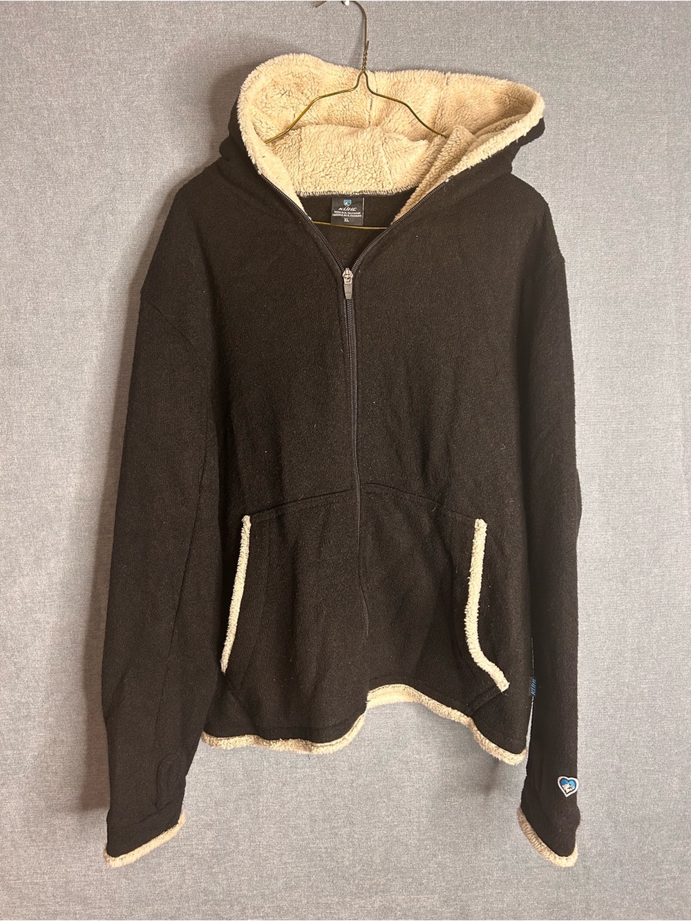 Kuhl Alska Sherpa Trimmed Fleece Full Zip Hooded Jacket Black Women’s XL